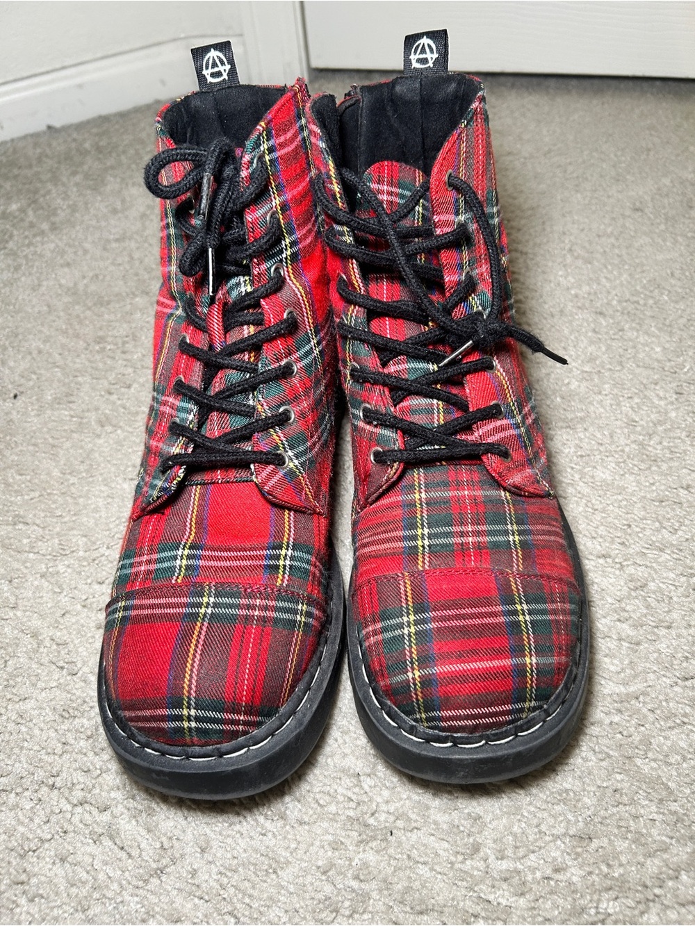 tuk Red Plaid Lace-Up Women’s/Unisex Boots